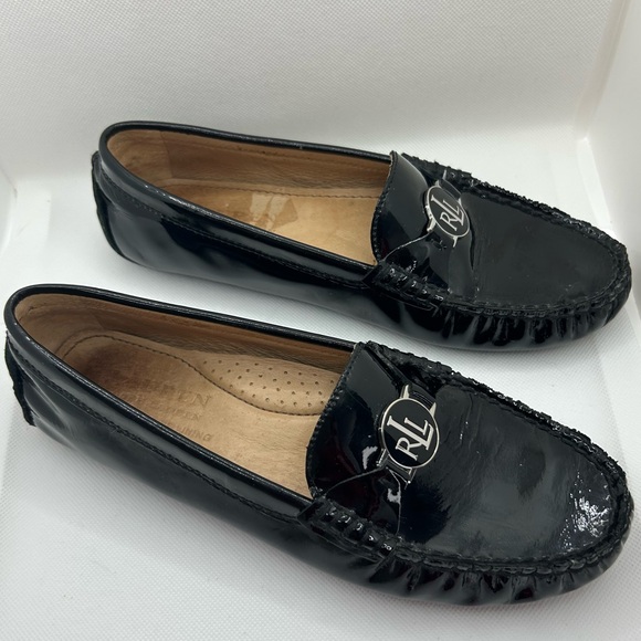 Lauren Ralph Lauren Carley Slip-on Loafers Driving Style Black Patent Leather. - Picture 3 of 12